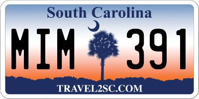 SC license plate MIM391