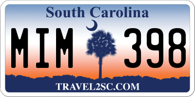 SC license plate MIM398