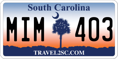 SC license plate MIM403