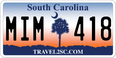 SC license plate MIM418