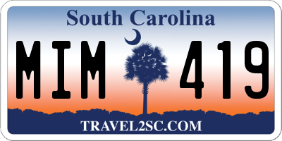 SC license plate MIM419