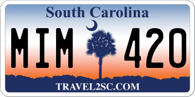 SC license plate MIM420