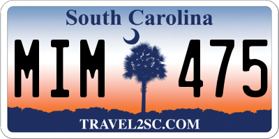 SC license plate MIM475