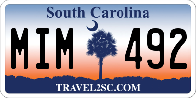 SC license plate MIM492
