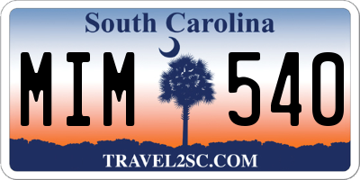 SC license plate MIM540