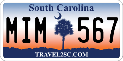 SC license plate MIM567