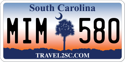 SC license plate MIM580