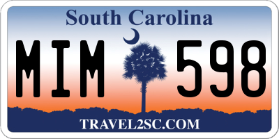 SC license plate MIM598