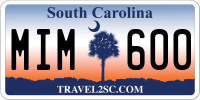 SC license plate MIM600