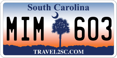 SC license plate MIM603