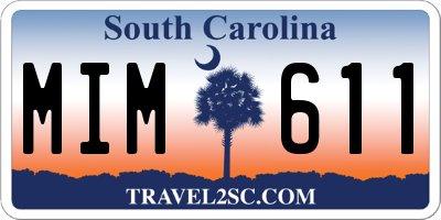 SC license plate MIM611