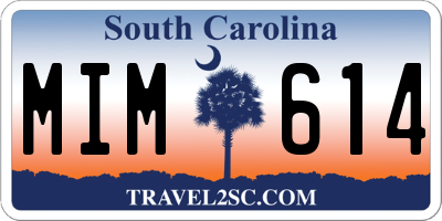 SC license plate MIM614