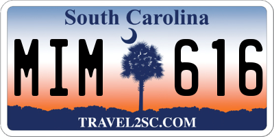 SC license plate MIM616
