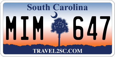 SC license plate MIM647