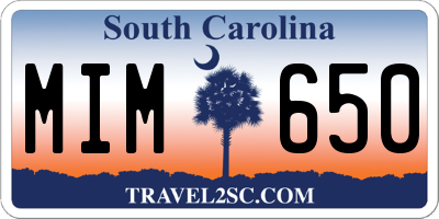 SC license plate MIM650