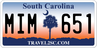 SC license plate MIM651