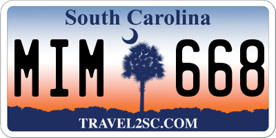 SC license plate MIM668