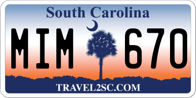 SC license plate MIM670