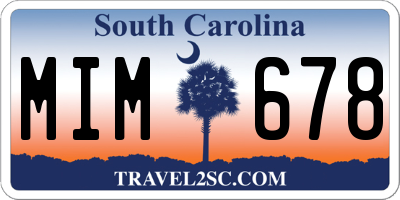 SC license plate MIM678