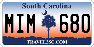 SC license plate MIM680