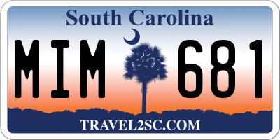 SC license plate MIM681