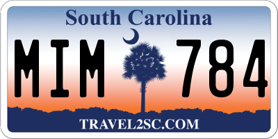 SC license plate MIM784