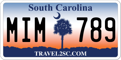 SC license plate MIM789