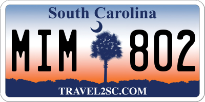 SC license plate MIM802
