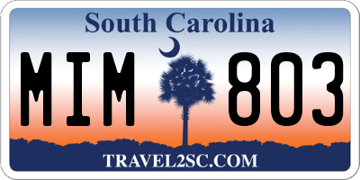SC license plate MIM803
