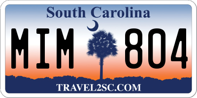 SC license plate MIM804