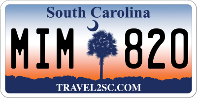 SC license plate MIM820