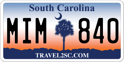 SC license plate MIM840