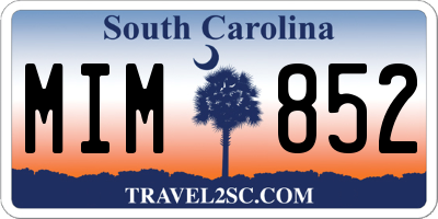 SC license plate MIM852