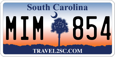 SC license plate MIM854
