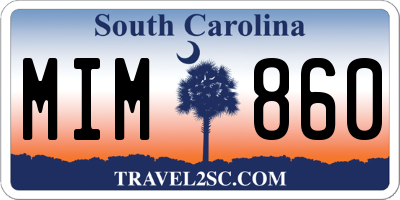 SC license plate MIM860