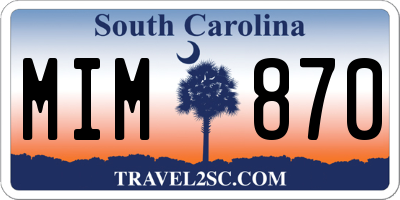 SC license plate MIM870