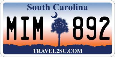 SC license plate MIM892