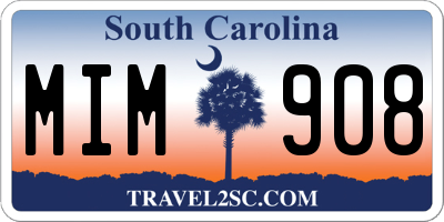 SC license plate MIM908