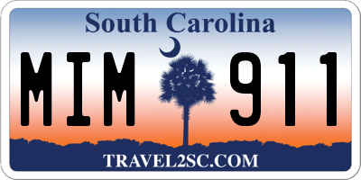 SC license plate MIM911