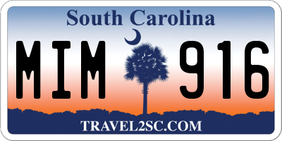 SC license plate MIM916