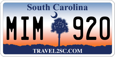 SC license plate MIM920