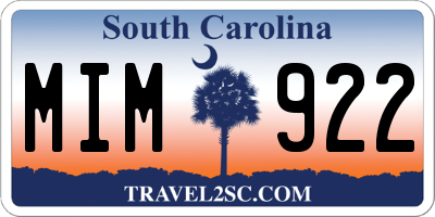 SC license plate MIM922