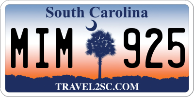 SC license plate MIM925