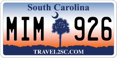 SC license plate MIM926