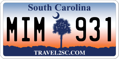 SC license plate MIM931