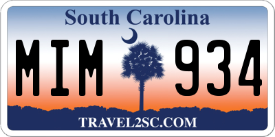 SC license plate MIM934