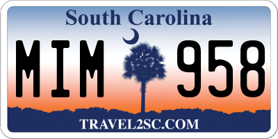 SC license plate MIM958