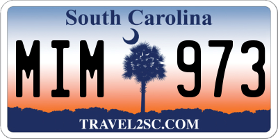 SC license plate MIM973
