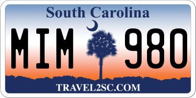 SC license plate MIM980