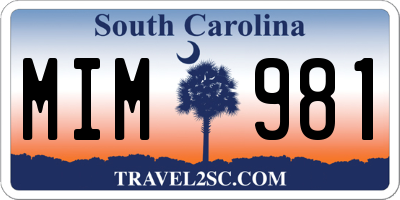 SC license plate MIM981
